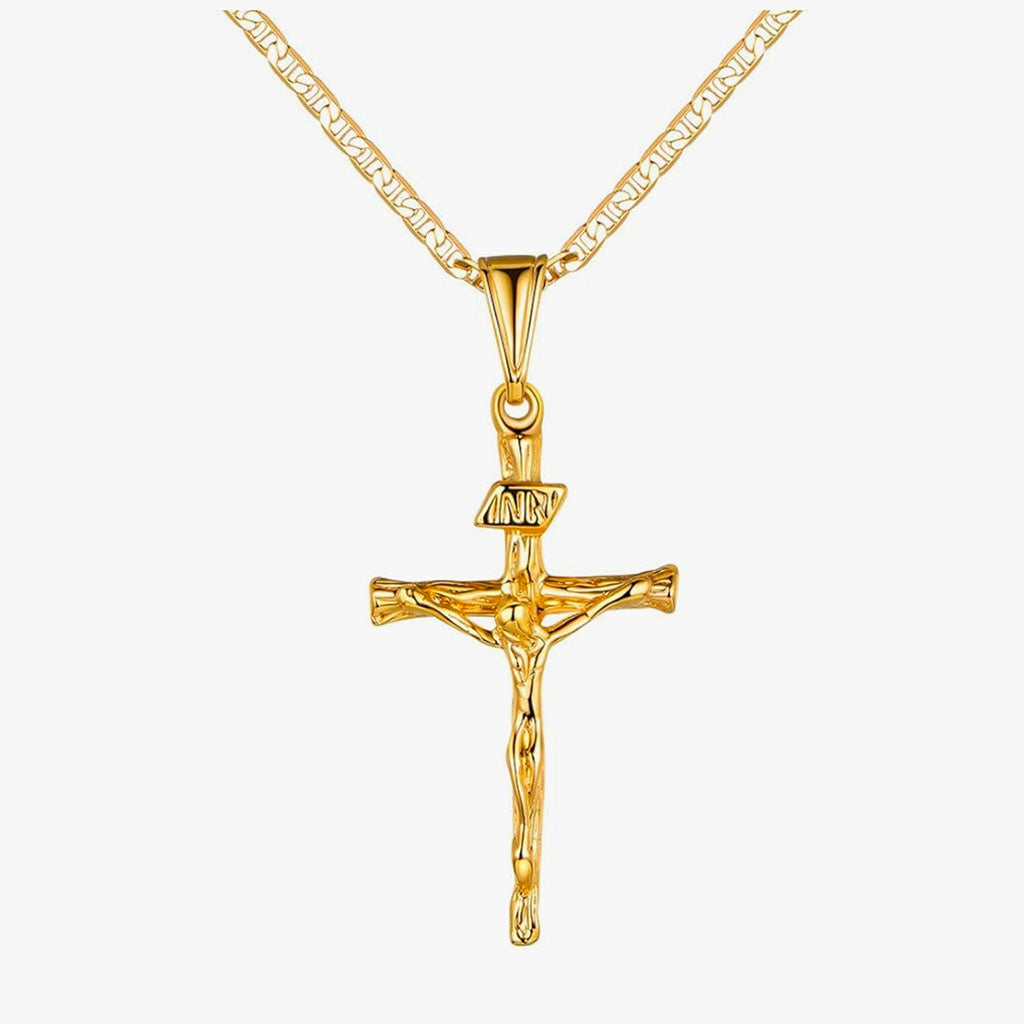 18k Gold Cristo Pendant Necklace